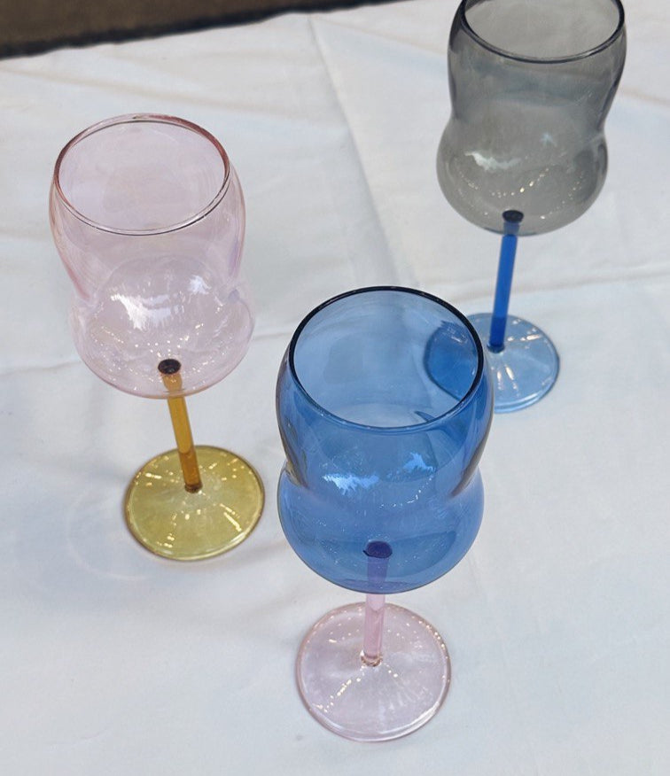 Curvy Two-tone Wine Glass - Grey