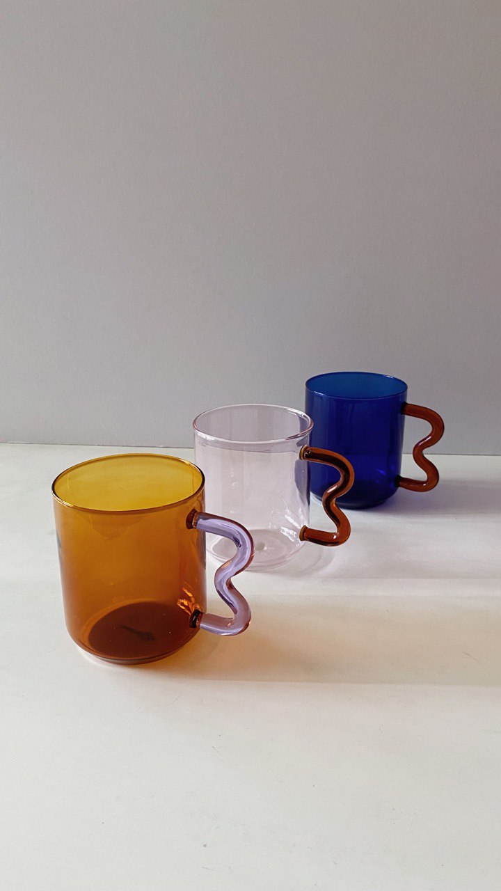 Retro Wave Glass - Amber with Lilac handle