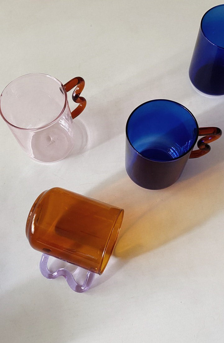 Retro Wave Glass - Amber with Lilac handle