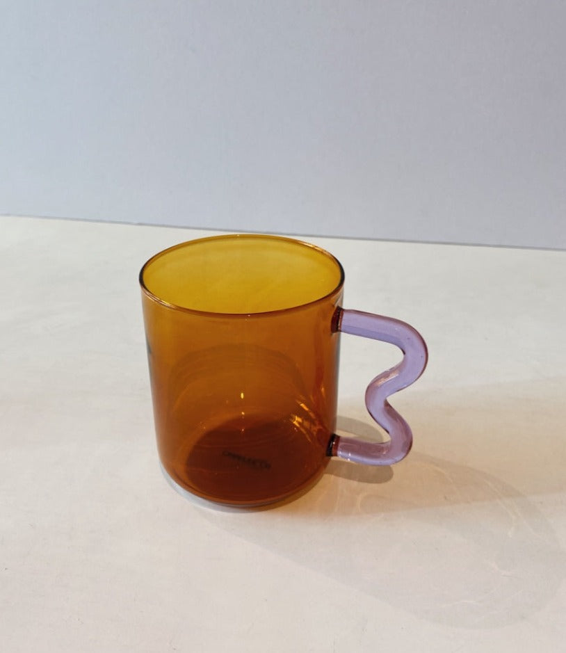 Retro Wave Glass - Amber with Lilac handle