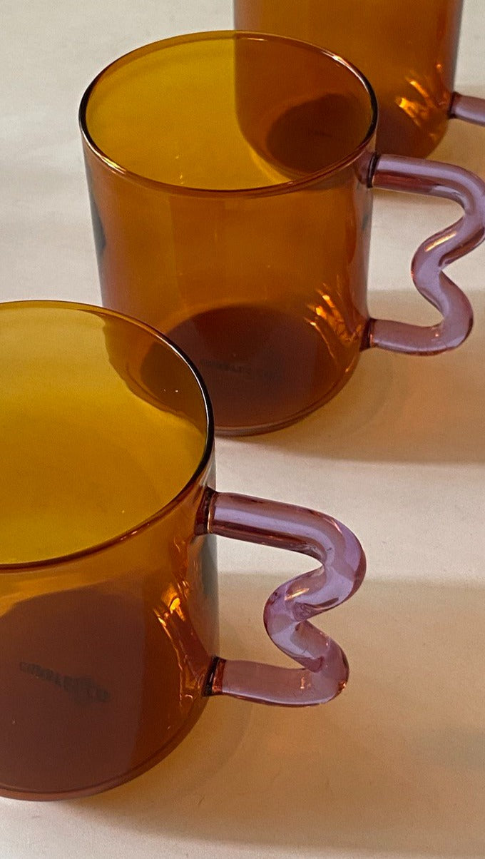Retro Wave Glass - Amber with Lilac handle