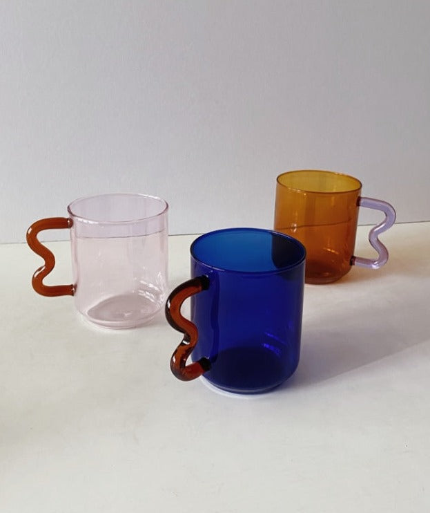 Retro Wave Glass - Amber with Lilac handle
