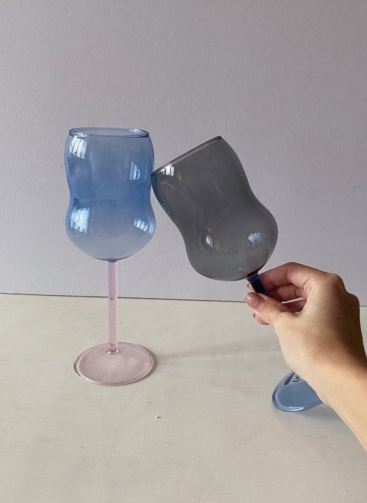 Curvy Two-tone Wine Glass - Blue