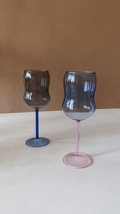 Curvy Two-tone Wine Glass - Grey