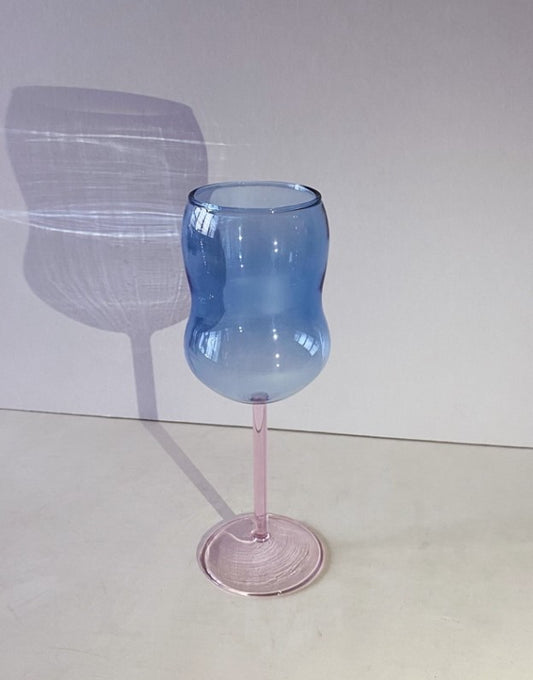 Curvy Two-tone Wine Glass - Blue