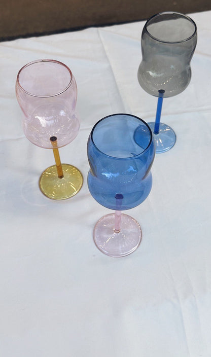 Curvy Two-tone Wine Glass - Blue
