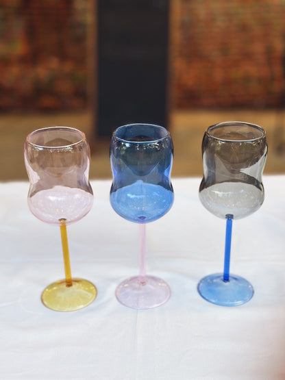 Curvy Two-tone Wine Glass - Grey