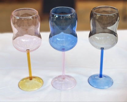 Curvy Two-tone Wine Glass - Pink