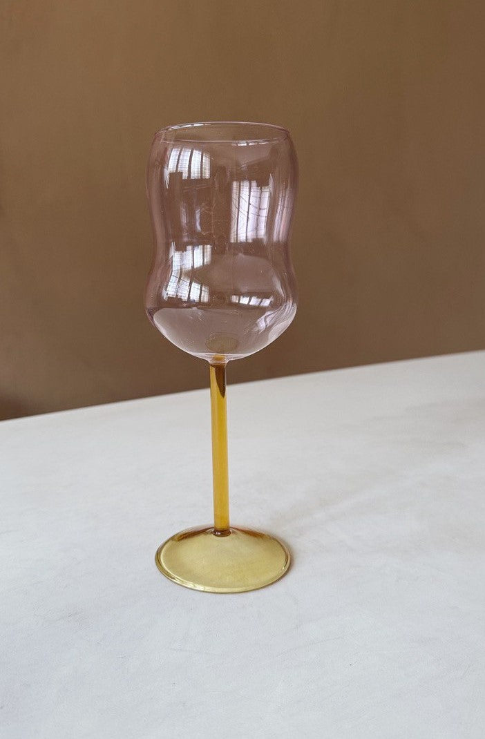 Curvy Two-tone Wine Glass - Pink