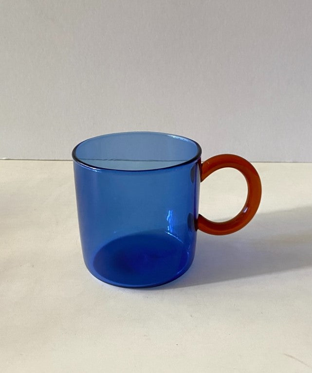 Dual Tone Glass Mug - Royal Blue with Amber handle