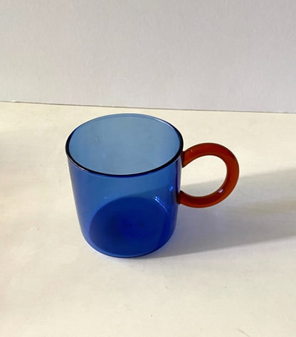 Dual Tone Glass Mug - Royal Blue with Amber handle