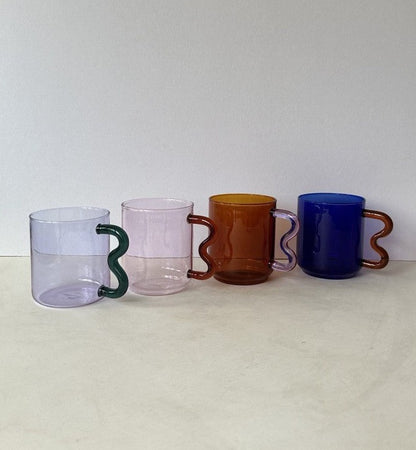 Retro Wave Glass - Lilac with Green handle