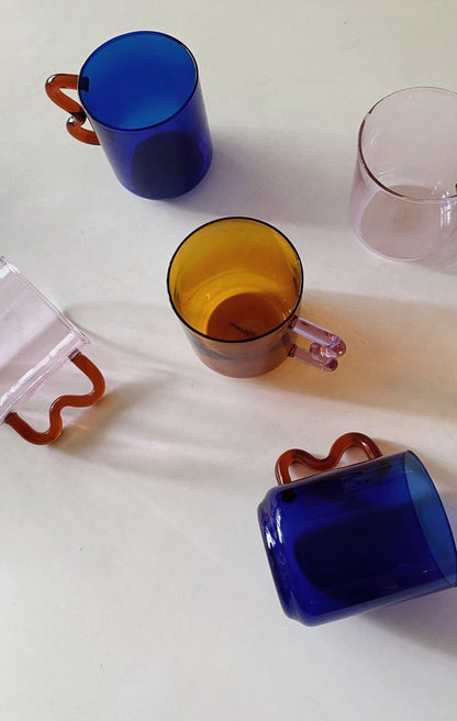 Retro Wave Glass - Royal Blue with Amber handle [Backorder]