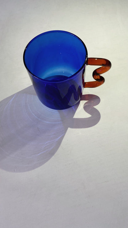 Retro Wave Glass - Royal Blue with Amber handle [Backorder]