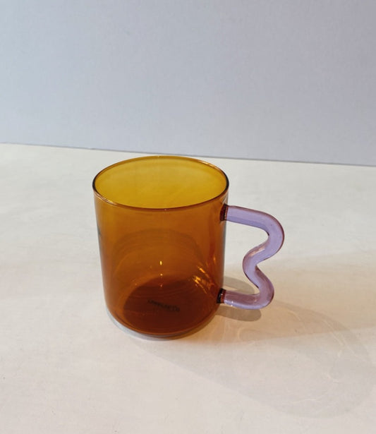 Retro Wave Glass - Amber with Lilac handle [Backorder]