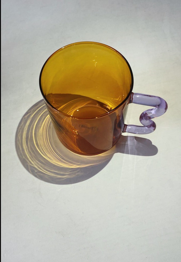 Retro Wave Glass - Amber with Lilac handle [Backorder]