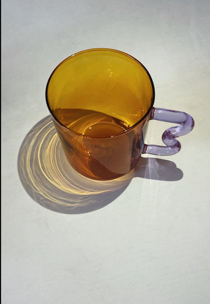 Retro Wave Glass - Amber with Lilac handle [Backorder]