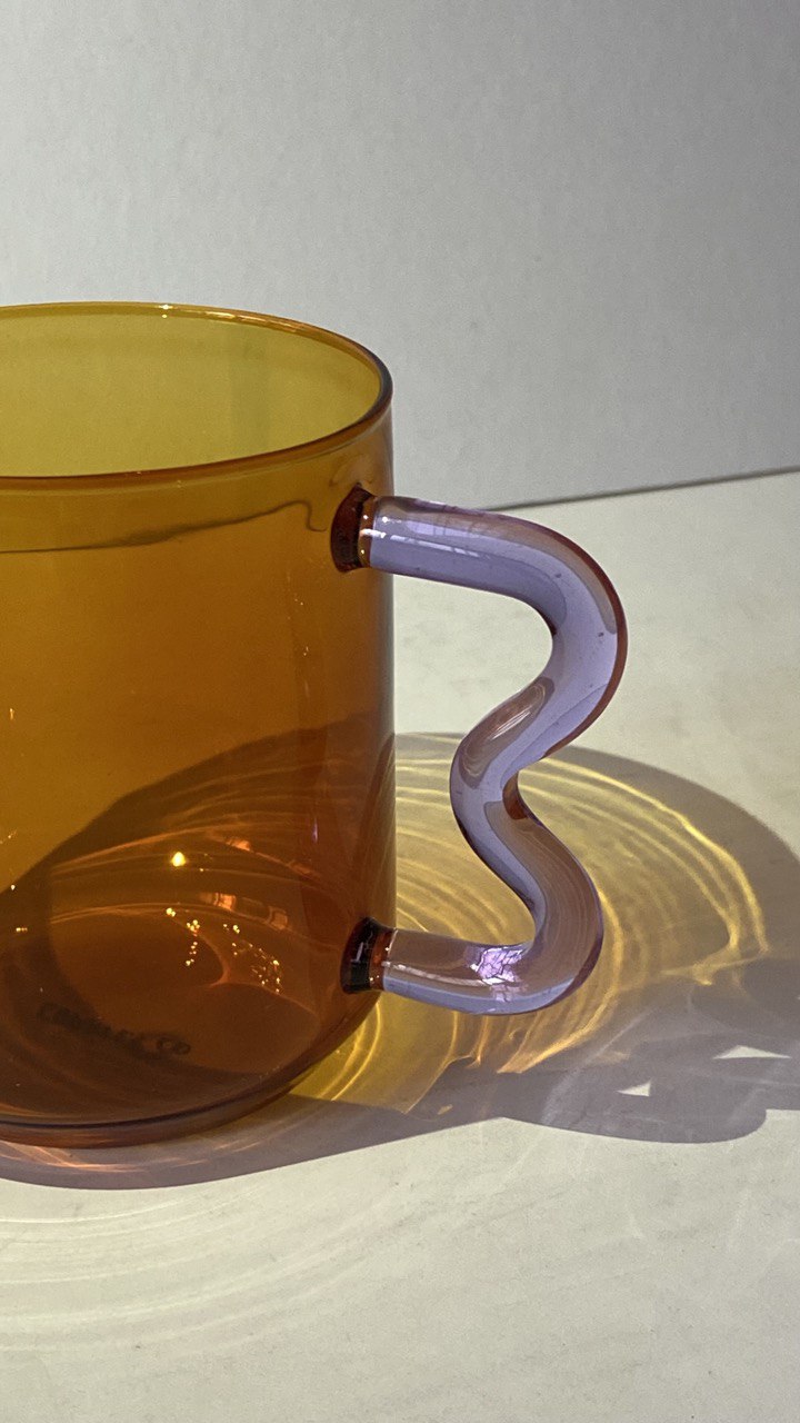 Retro Wave Glass - Amber with Lilac handle [Backorder]