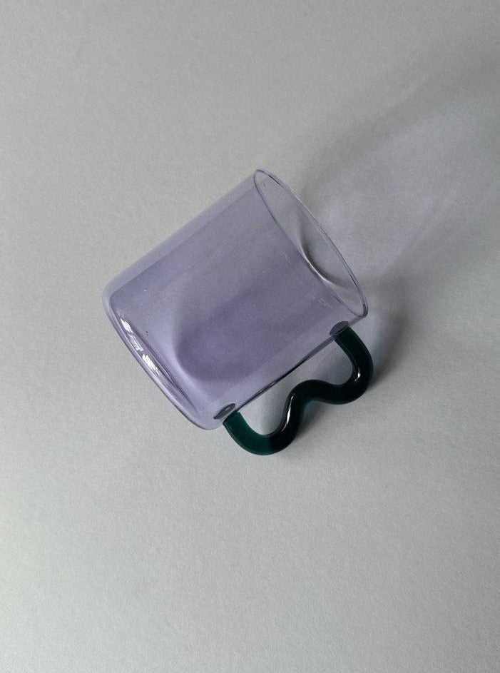 Retro Wave Glass - Lilac with Green handle