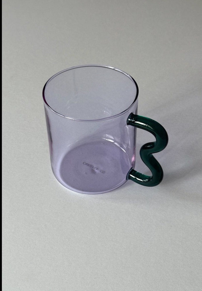 Retro Wave Glass - Lilac with Green handle