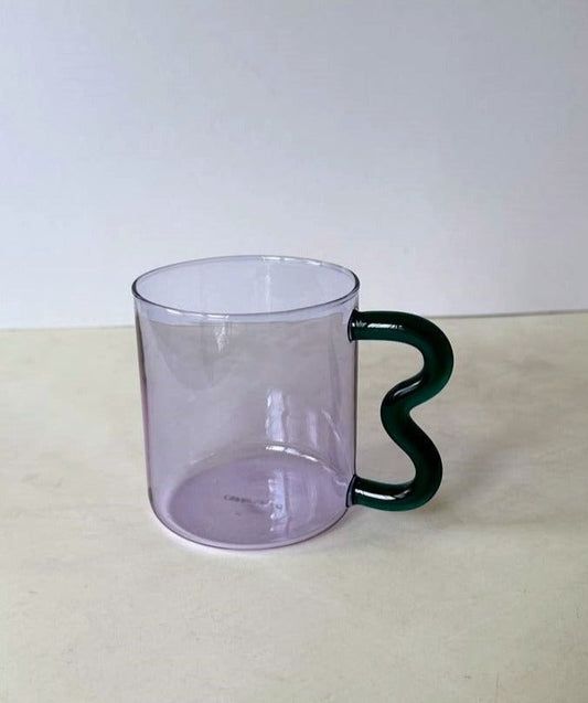 Retro Wave Glass - Lilac with Green handle