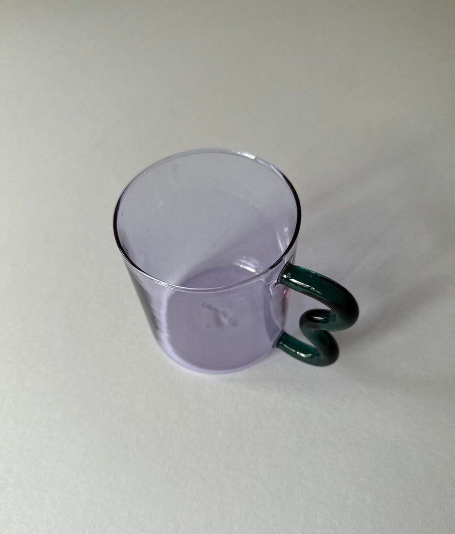 Retro Wave Glass - Lilac with Green handle