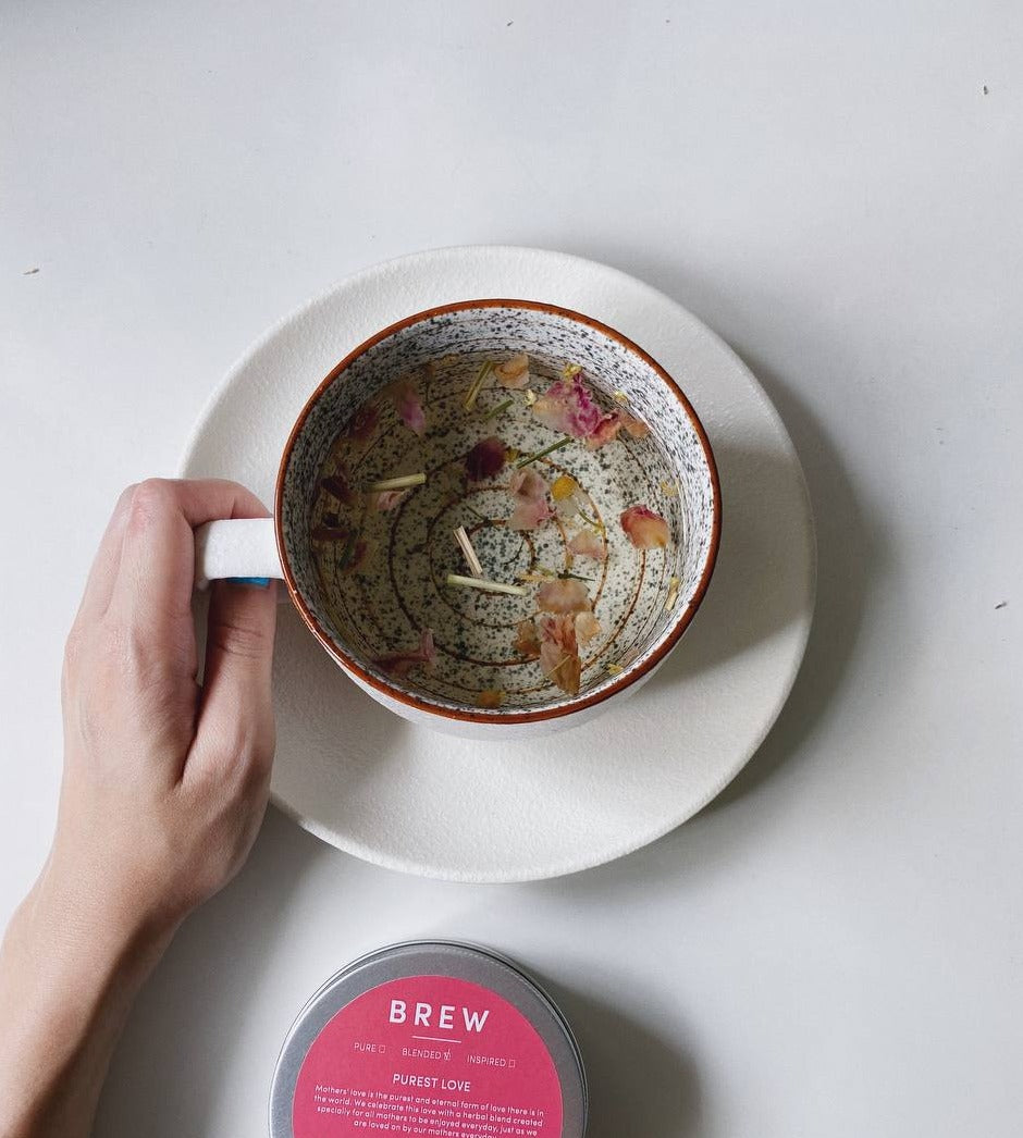 Speckled Tea Cup Set with Spoon