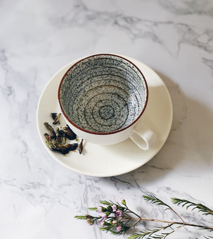 Speckled Tea Cup Set with Spoon